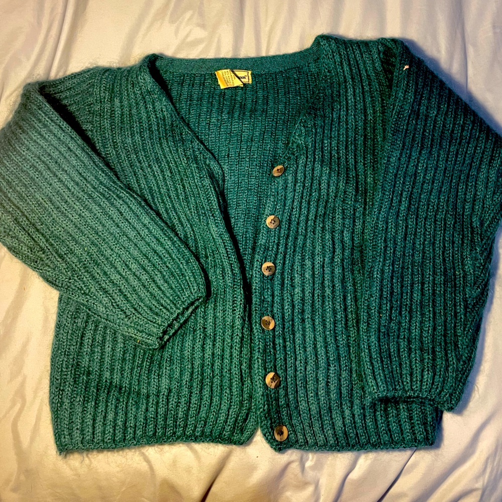 Turquoise Wool Cardigan